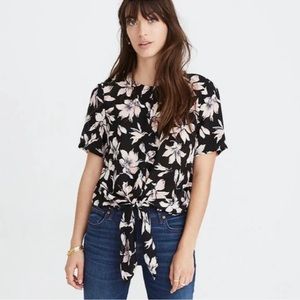 Madewell silk tie front blouse